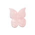 A pink butterfly-shaped stone, likely made of rose quartz.