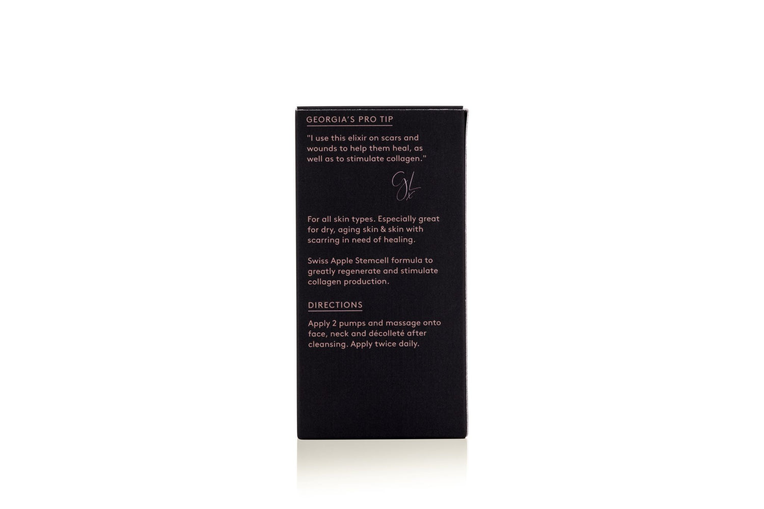 Back view of a product box with usage instructions and ingredients.